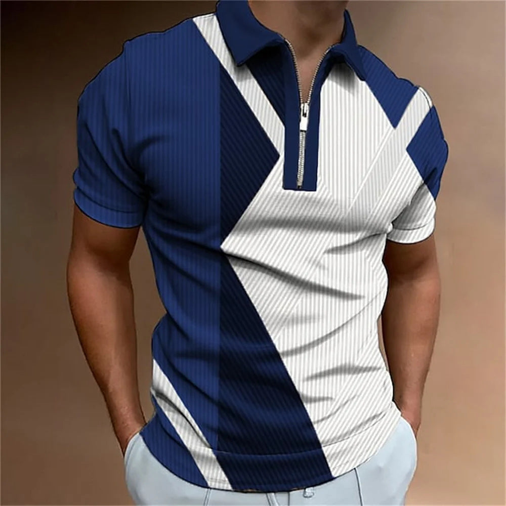 Summer short sleeved T-shirt casual business button top T-shirt fashionable men's clothing