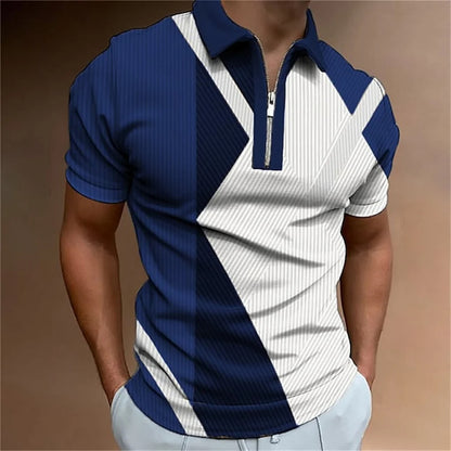 Summer short sleeved T-shirt casual business button top T-shirt fashionable men's clothing
