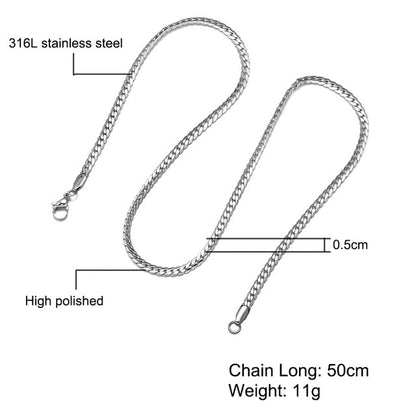 HIP Hop Gold Color Stainless Steel Curb Cuban Link Chain Necklaces Trendy Choker 50CM Long Flat Snake Chain for Men Jewelry
