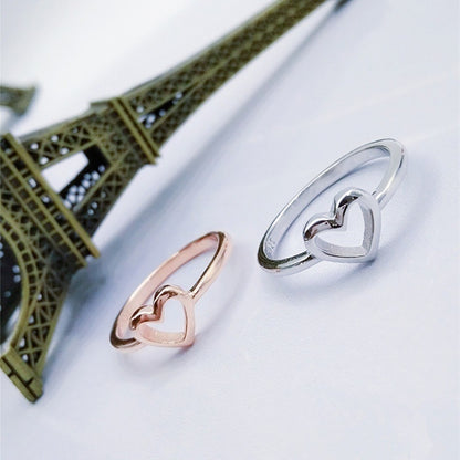 Rose Gold Color Heart Shaped Wedding Ring For Woman