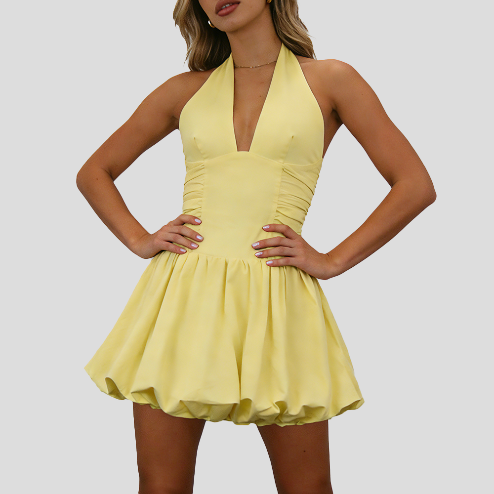 Backless Halter Bubble Dress