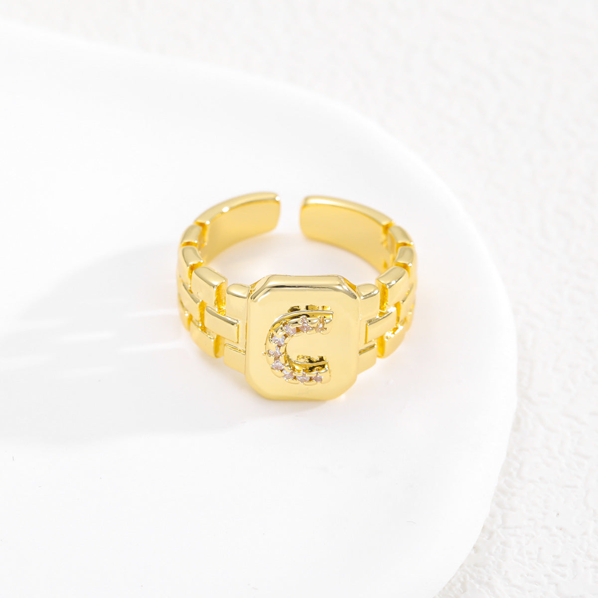European and American ring letter series jewelry strap design letter opening ring