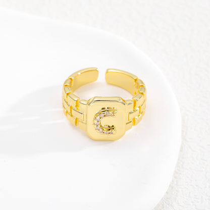 European and American ring letter series jewelry strap design letter opening ring