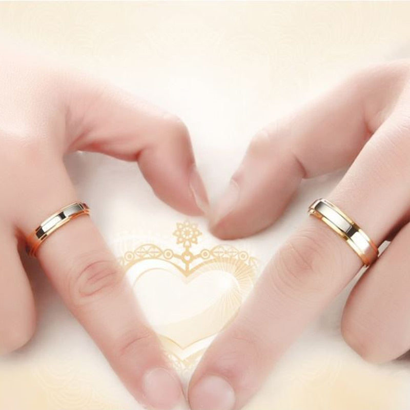 Stainless steel Wedding Ring Silver Gold Color Simple Design Couple Alliance Ring 4mm 6mm Width Band Ring for Women and Men