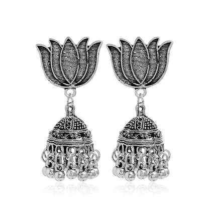 Bohemian ethnic carved retro patterns, creative bell earrings, exaggerated and personalized ethnic style earrings from Europe and America