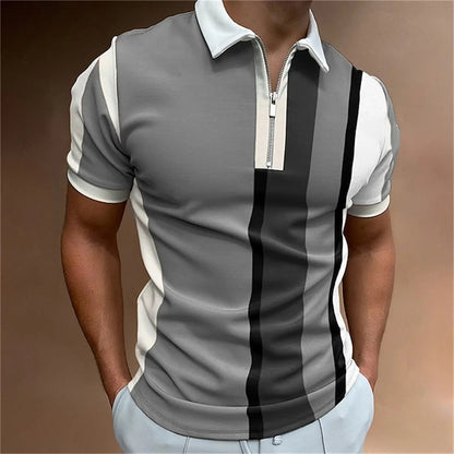 Summer short sleeved T-shirt casual business button top T-shirt fashionable men's clothing