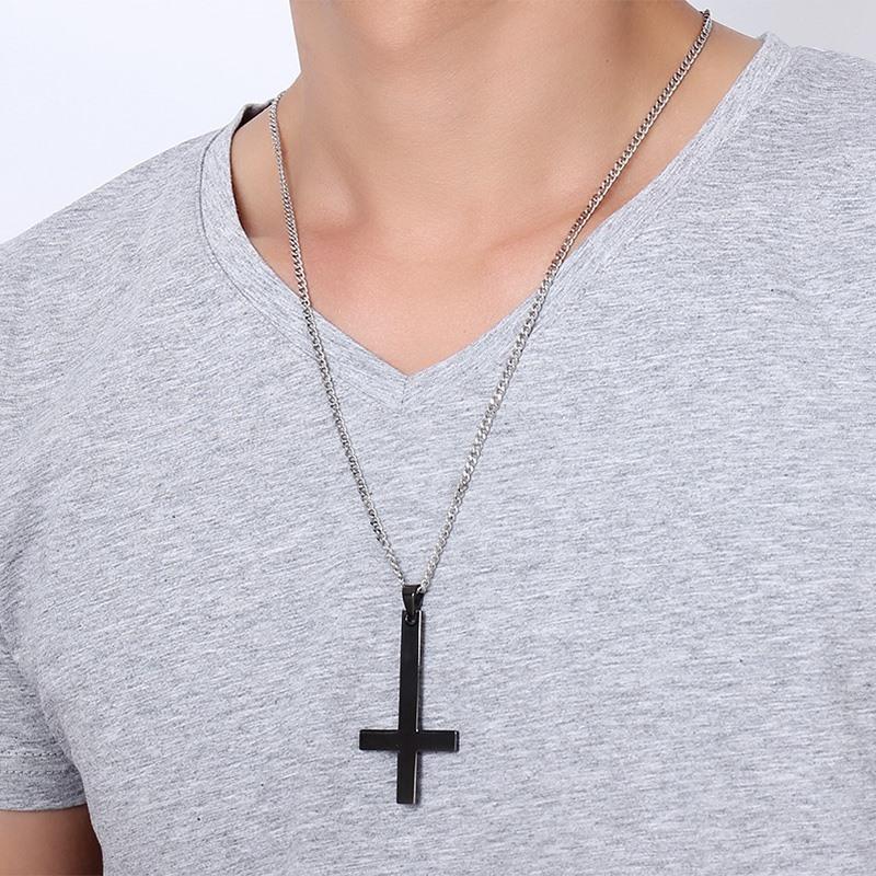 Vnox Men St Peter's Inverted Cross Pendant Necklace