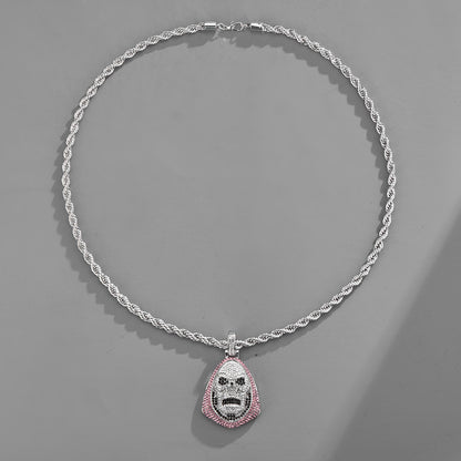 Hip-Hop Personality New Skull t Full Diamond Men And Women Couple Necklace Pendant
