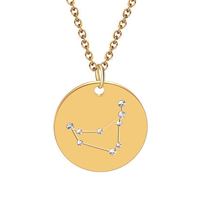 12 constellation stainless steel necklace set Leo Libra Aries Pendant Horoscope Astrology Necklace for men and women