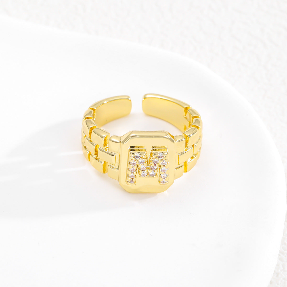 European and American ring letter series jewelry strap design letter opening ring