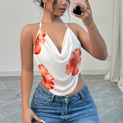 Vacation style spicy girl camisole halter top neck hanging women's clothing