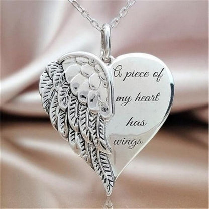 Angel Wings Alloy Pendant Necklace Lettering Metal Personality Necklace For Women Men Jewelry Bijoux Best Gift