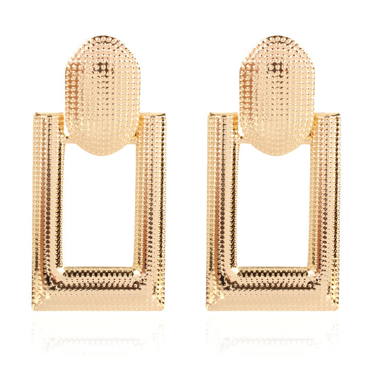 Matte Gold Hollow Statement Drop Earrings
