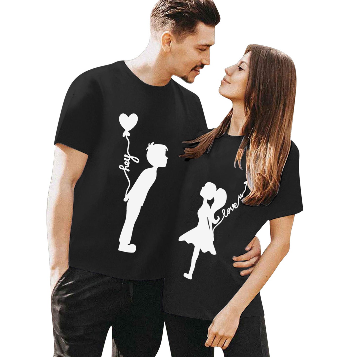 Valentine's Day T-shirtCouple Short Sleeve Round Neck Cute PrintExport Style