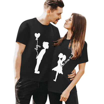Valentine's Day T-shirtCouple Short Sleeve Round Neck Cute PrintExport Style