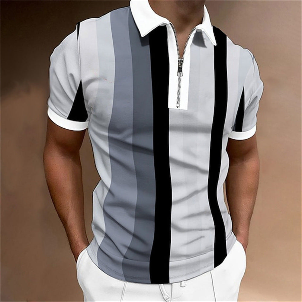 Summer short sleeved T-shirt casual business button top T-shirt fashionable men's clothing