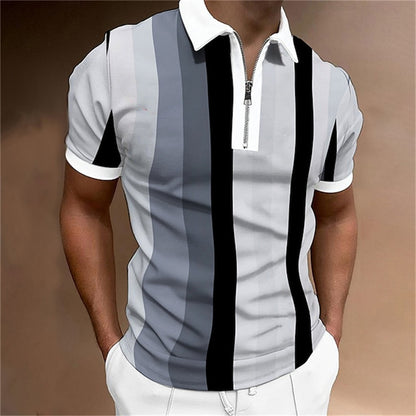 Summer short sleeved T-shirt casual business button top T-shirt fashionable men's clothing