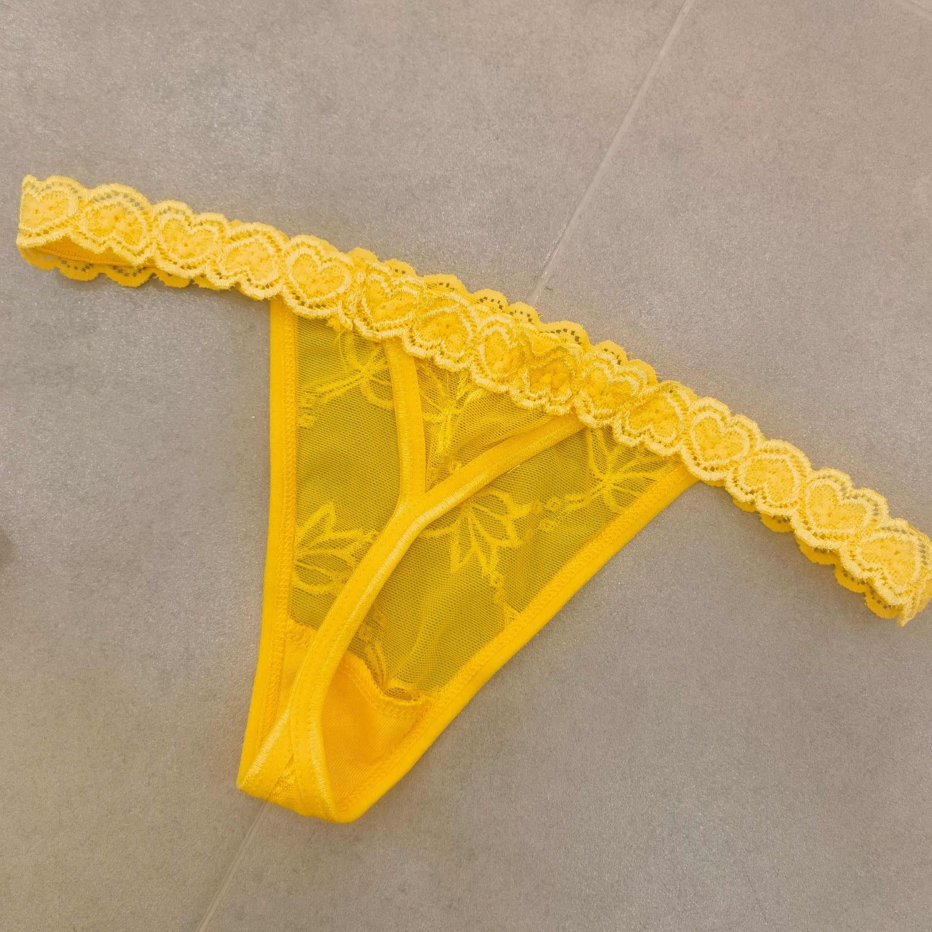 DIY metal rhinestone letter thong for women's sexy and playful lace underwear