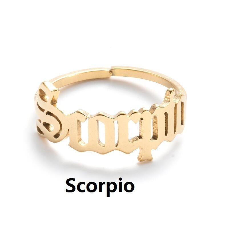New Stainless Steel Ring Women's ins Colorless European and American Opening Retro Simple English Letter Ring Men