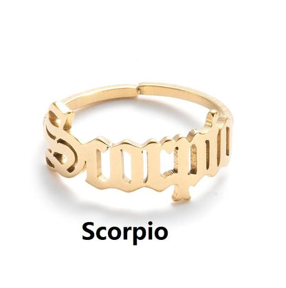 New Stainless Steel Ring Women's ins Colorless European and American Opening Retro Simple English Letter Ring Men
