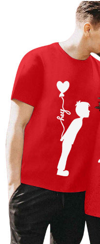 Valentine's Day T-shirtCouple Short Sleeve Round Neck Cute PrintExport Style
