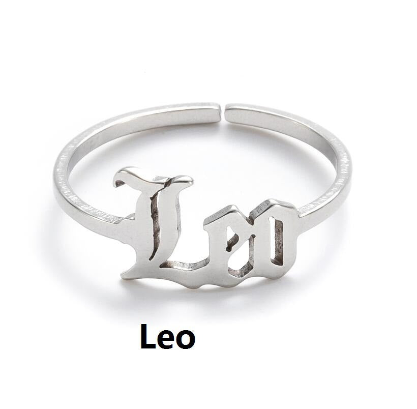 New Stainless Steel Ring Women's ins Colorless European and American Opening Retro Simple English Letter Ring Men