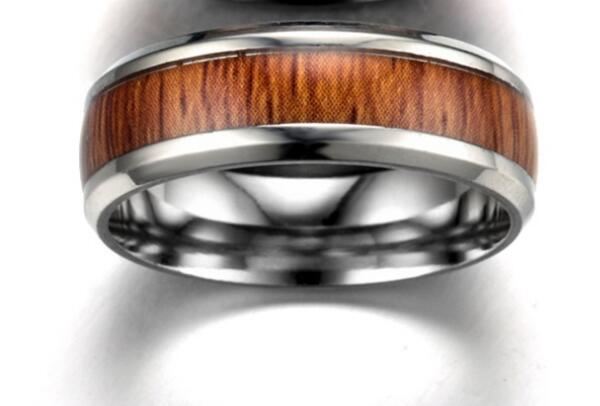 Vintage stainless steel wood rings for men good quality