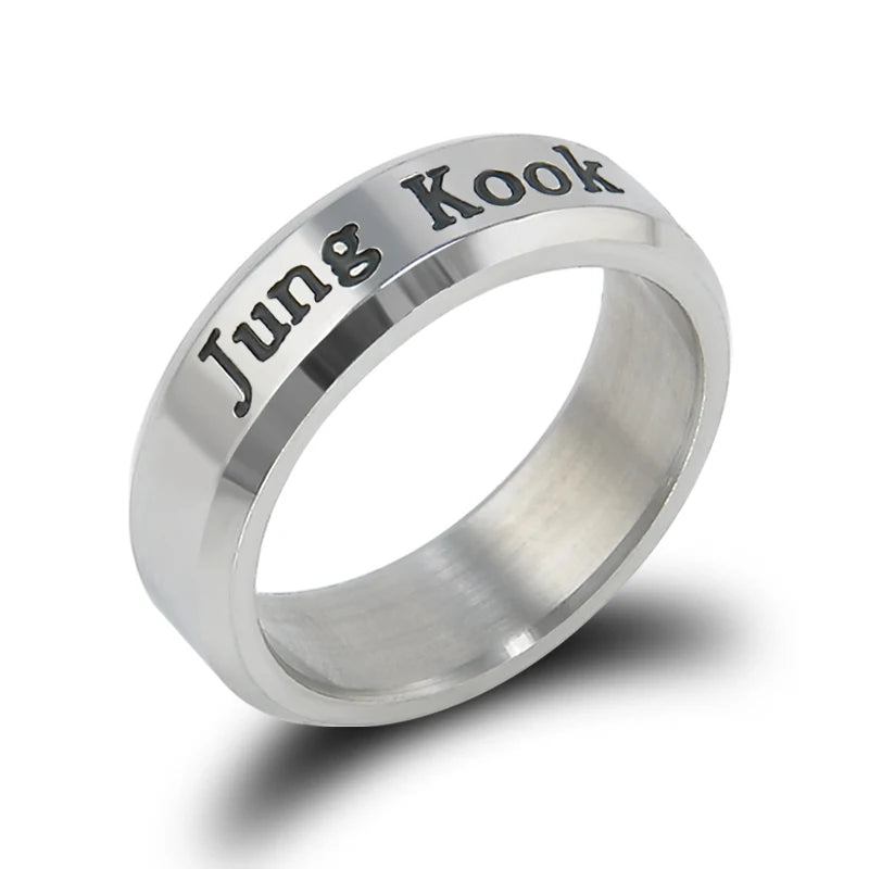 BOYS BTS Ring Men Women Stainless Steel KPOP JUNGKOOK JIMIN JIN V SUGA J-HOPE Name Rings Gifts