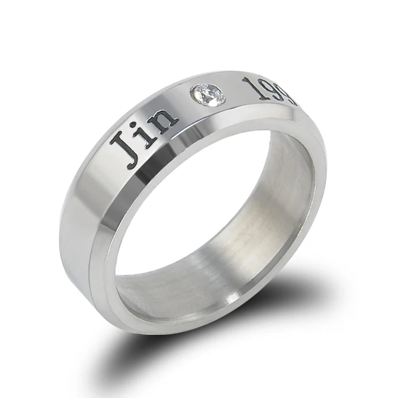 BOYS BTS Ring Men Women Stainless Steel KPOP JUNGKOOK JIMIN JIN V SUGA J-HOPE Name Rings Gifts