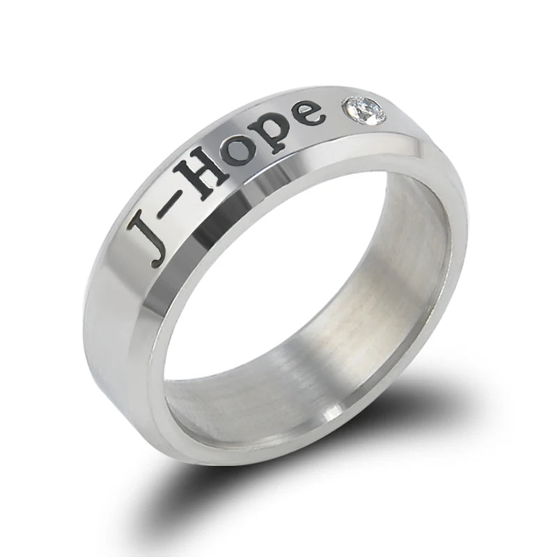 BOYS BTS Ring Men Women Stainless Steel KPOP JUNGKOOK JIMIN JIN V SUGA J-HOPE Name Rings Gifts