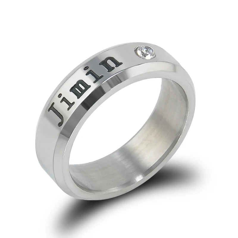 BOYS BTS Ring Men Women Stainless Steel KPOP JUNGKOOK JIMIN JIN V SUGA J-HOPE Name Rings Gifts