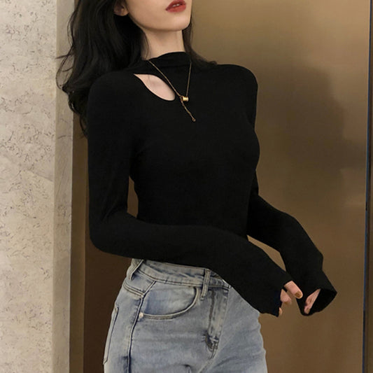 Ribbed Mock Neck Long Sleeve Top