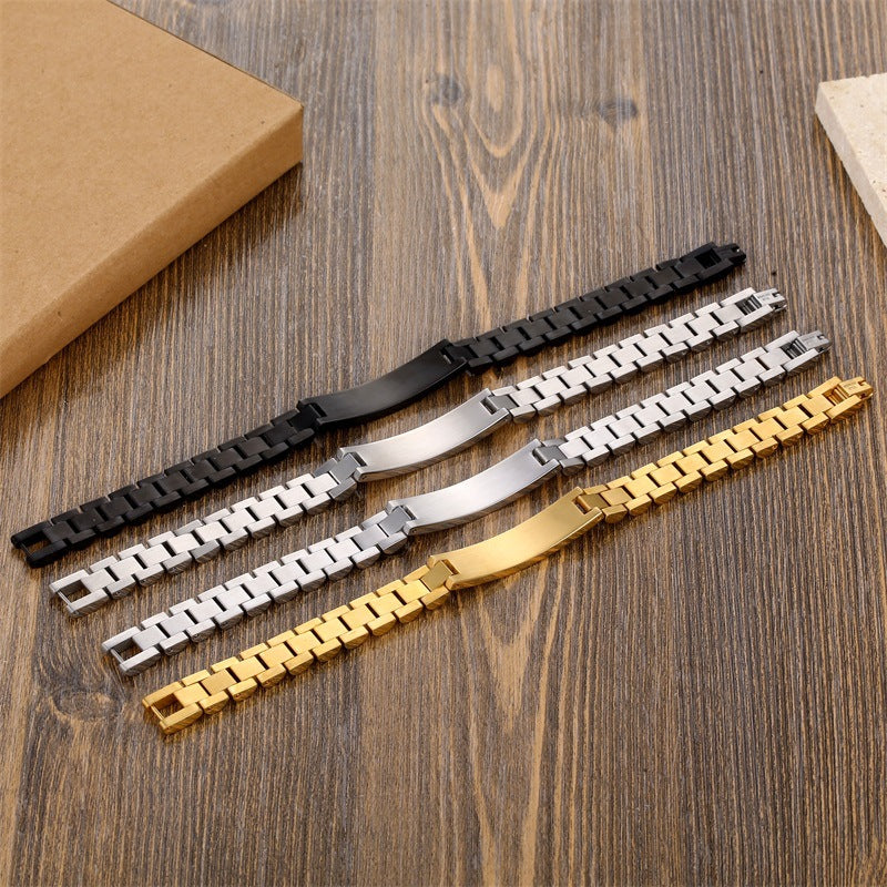 Titanium Steel Men's Bracelet Trend Jewelry Name Can Be Engraved Strap Men And Women Stainless Steel Curved Brand Bracelet Jewelry