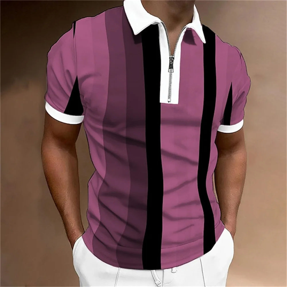 Summer short sleeved T-shirt casual business button top T-shirt fashionable men's clothing