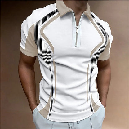 Summer short sleeved T-shirt casual business button top T-shirt fashionable men's clothing