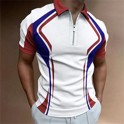 Summer short sleeved T-shirt casual business button top T-shirt fashionable men's clothing