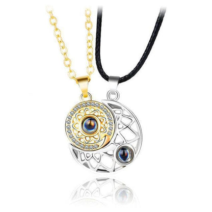 Ins niche design jewelry love sun and moon couple pendant magnetic clavicle chain