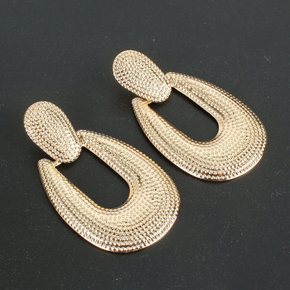 Fashion Alloy Earrings Women Personality Exaggerated Texture Geometric Drop Earrings