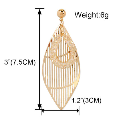 Vintage Leaf Stud Earrings Personality Simple Metal Mesh Earrings Women Earrings