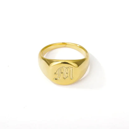 A-Z Letter Initial Rings for Women Goth Chunky Wide Stainless Steel Alphabet Men Ring 2024 Trendy Wedding Couple Jewelry anillos