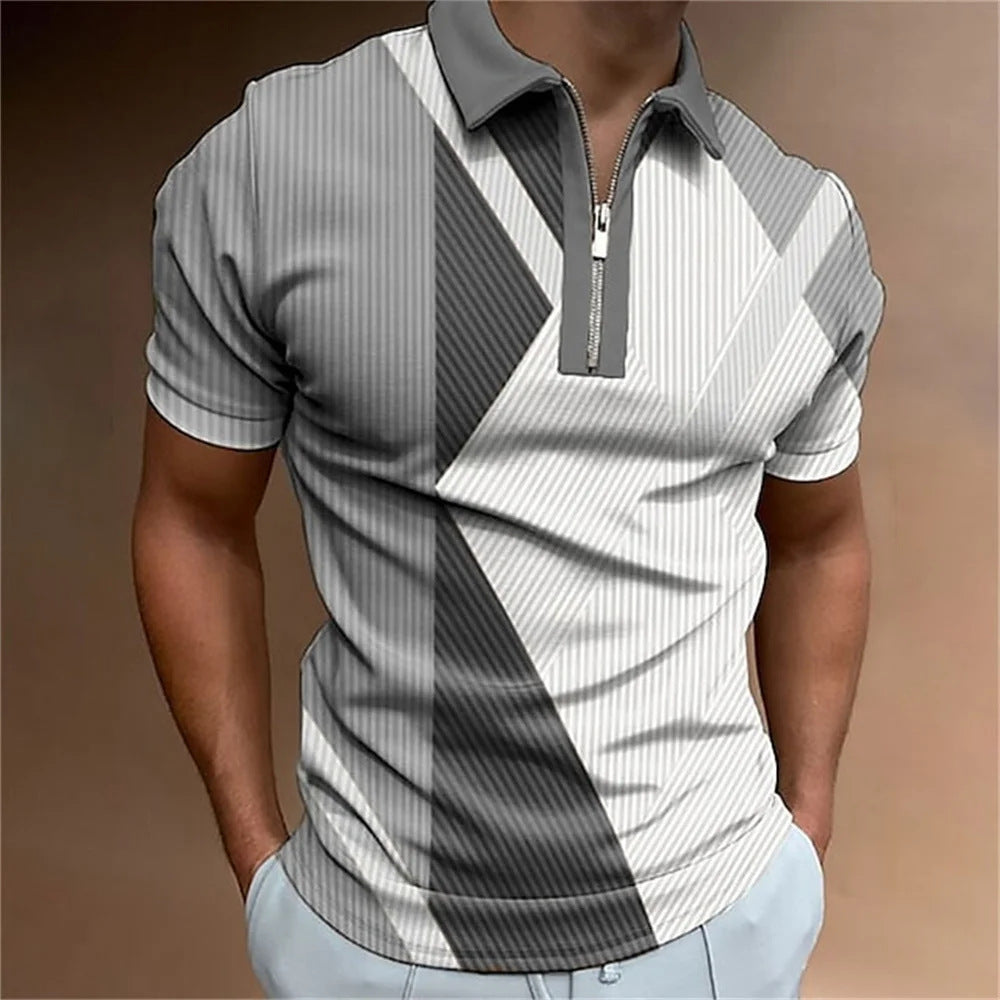 Summer short sleeved T-shirt casual business button top T-shirt fashionable men's clothing