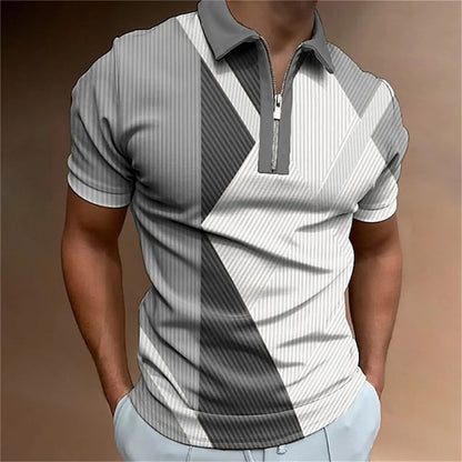 Summer short sleeved T-shirt casual business button top T-shirt fashionable men's clothing