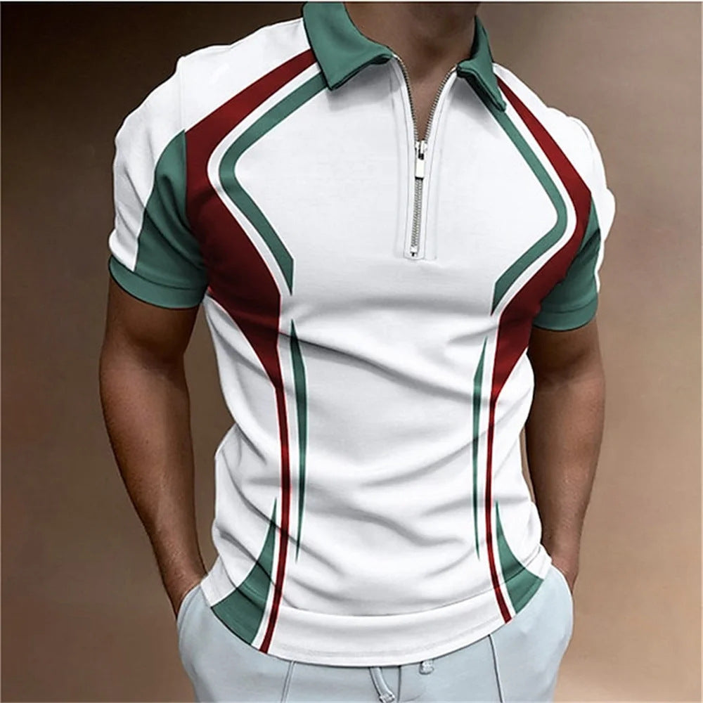 Summer short sleeved T-shirt casual business button top T-shirt fashionable men's clothing