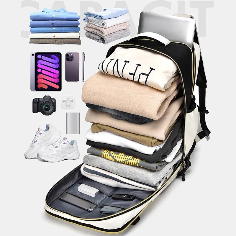 Color Block Multi-Pockets Backpack Bag