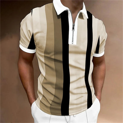 Summer short sleeved T-shirt casual business button top T-shirt fashionable men's clothing