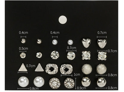 Earring Set 12 Pair Earrings Pearl Zircon Card Set One Week Earrings Earrings