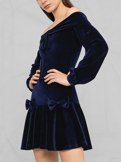 Elegant Velvet Off-Shoulder Dress