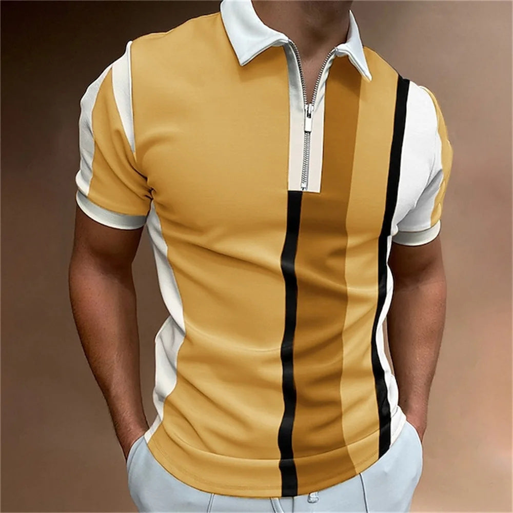 Summer short sleeved T-shirt casual business button top T-shirt fashionable men's clothing