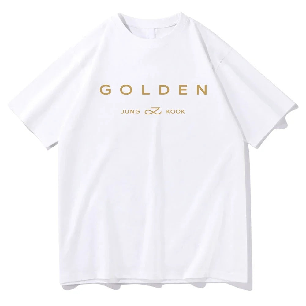 JungKook Golden T Shirt New Fashion Men Harajuku Graphic Let