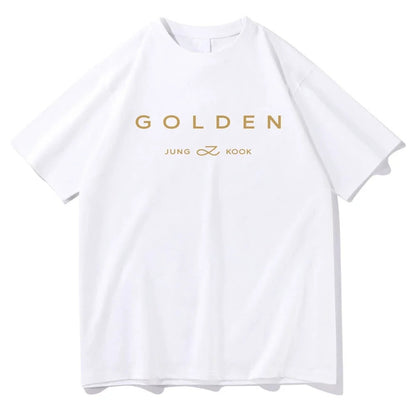 JungKook Golden T Shirt New Fashion Men Harajuku Graphic Let